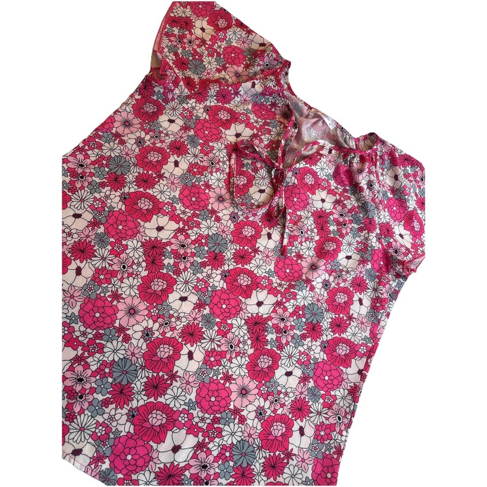 Simple Fun Women's Top Size M‎ Short Sleeve Pink  Multicolored Floral Round Neck
